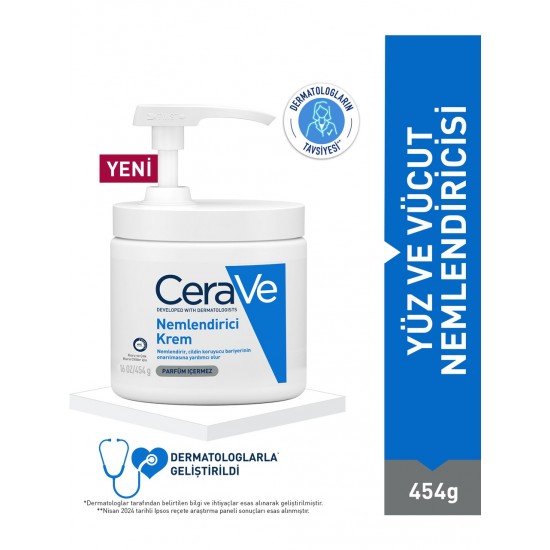 CeraVe Yüz ve Vücut Nemlendirici Pompalı Krem -Kuru Ciltler Için Seramid ve Hyalüronik Asit Içerikli 454G