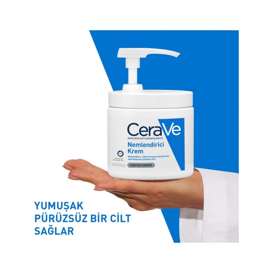 CeraVe Yüz ve Vücut Nemlendirici Pompalı Krem -Kuru Ciltler Için Seramid ve Hyalüronik Asit Içerikli 454G